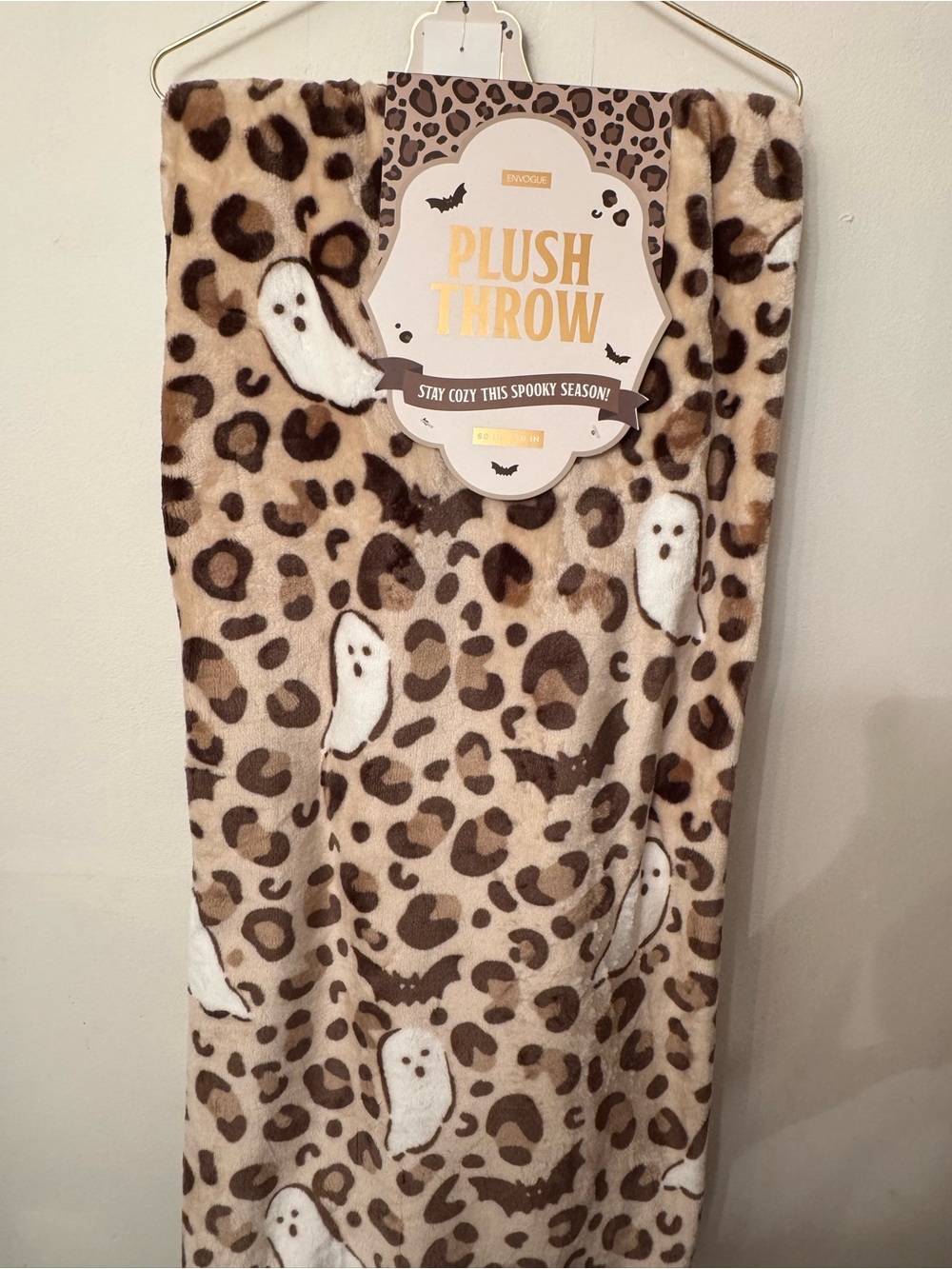 Envogue Plush Throw Blanket Halloween Ghosts Bats Leopard Print Cozy 60x70